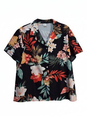 NWOT | Tropical Floral Button Up Shirt Camp Collar Short Sleeve Hawaii | X-Large